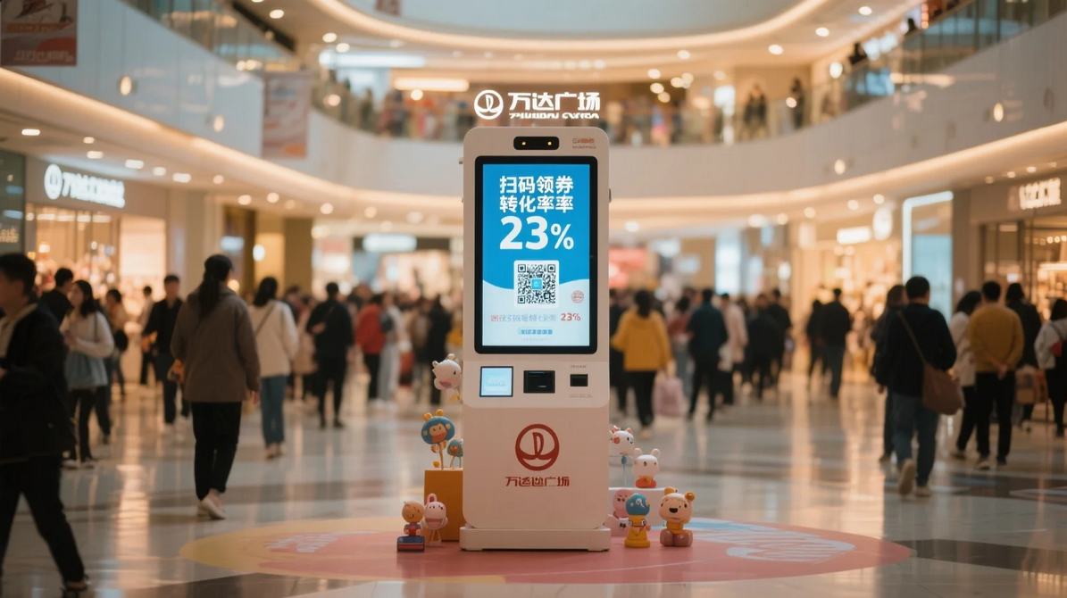 《广告互动桩落地万达广场：扫码领券转化率达23%》