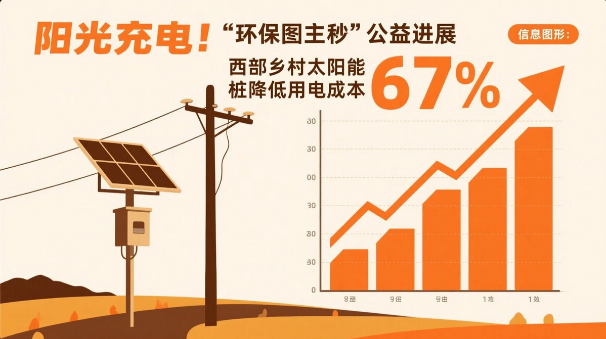 《"阳光充电"公益进展:西部乡村太阳能桩降低用电成本67%》 《"阳光充电"公益进展:西部乡村太阳能桩降低用电成本67%》